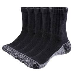 YUEDGE Herren Schwarz Arbeitssocken Baumwolle Crew Socken Für Altag Und Freizeit Schlichte Socken Für Männer 44-50, 5-Paar… von YUEDGE