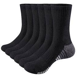 YUEDGE Herren Schwarz&Weiß Gepolsterte Socken Feuchtigkeitsableitende Atmungsaktive Baumwolle Lässige Arbeit Sportsocken für Männer 6 Paare von YUEDGE