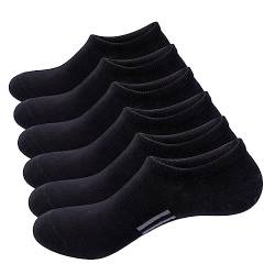 YUEDGE Sneaker Socken Herren Damen Unisex Füßlinge mit Rutschfest Silikon Schwarz Unsichtbare Sneakersocken Atmungsaktive Kurze Socken No Show Socken 43-46, 6 Paar von YUEDGE