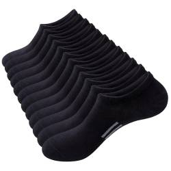 YUEDGE Sneaker Socken Herren Damen Unisex Füßlinge mit Rutschfest Silikon Schwarz Unsichtbare Sneakersocken Atmungsaktive Kurze Socken No Show Socken 43-46, 6 Paar von YUEDGE