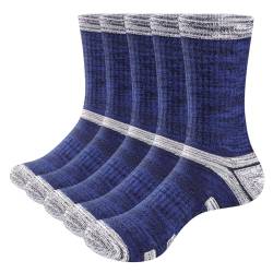 YUEDGE Sportsocken für Herren Wandersocken Trekkingsocken Arbeitssocken Atmungsaktiv Hochleistung für Männer 37-41 Blau 5 paar von YUEDGE