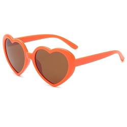 YUELUQU Herz Sonnenbrille Damen Herren Polarisierte 90er Vintage Festival accessoires Party brille (Orange-grau) von YUELUQU