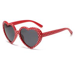 YUELUQU Herz Sonnenbrille Damen Herren Polarisierte 90er Vintage Festival accessoires Party brille (Rote Punkte) von YUELUQU