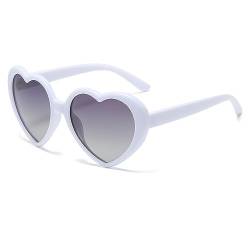 YUELUQU Herz Sonnenbrille Damen Herren Polarisierte 90er Vintage Festival accessoires Party brille (Weiß-grau) von YUELUQU