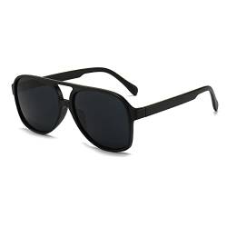 YUELUQU Polarisierte Sonnenbrille Herren Damen 70er Vintage Sonnenbrille Retro Sonnenbrille Pilot S, Schwarz-Schwarz, Medium von YUELUQU