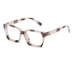 YUELUQU Rechteckige große Rahmen Brille Damen Fake brille Brillenfassungen UV400 Schutz Brille Ohne Stärke (Rosa-leopard) von YUELUQU