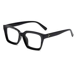 YUELUQU Rechteckige große Rahmen Brille Damen Fake brille Brillenfassungen UV400 Schutz Brille Ohne Stärke (Schwarz) von YUELUQU