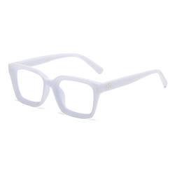 YUELUQU Rechteckige große Rahmen Brille Damen Fake brille Brillenfassungen UV400 Schutz Brille Ohne Stärke (Weiß) von YUELUQU