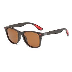 YUELUQU Sonnenbrille Herren Damen Polarisiert Unisex Retro Rechteckig Klassisch 100% UV400 Brille (Braun-tee) von YUELUQU