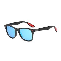 YUELUQU Sonnenbrille Herren Damen Polarisiert Unisex Retro Rechteckig Klassisch 100% UV400 Brille (Schwarz-blau) von YUELUQU