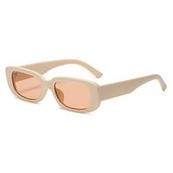 YUELUQU Vintage rechteckige Sonnenbrille modische Retro-Brille mit quadratischem Rahmen Für Damen Herren Mit Uv Schutz (A-Aprikose) von YUELUQU