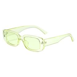 YUELUQU Vintage rechteckige Sonnenbrille modische Retro-Brille mit quadratischem Rahmen Für Damen Herren Mit Uv Schutz (A-Hellgrün) von YUELUQU