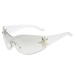 YUELUQU Y2K sonnenbrille für Damen und Herren futuristische sonnenbrille rahmenlose brille sonnenbrille damen groß (Transparent) von YUELUQU