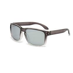 YUELUQU polarisierte sonnenbrille großer Rahmen brille TR90 UV400-Schutz Fahrbrille Unisex Erwachsene (Grau-Silber verspiegelt) von YUELUQU