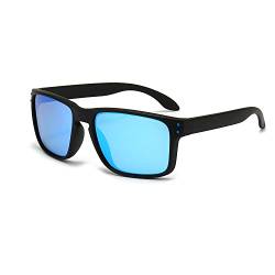 YUELUQU polarisierte sonnenbrille großer Rahmen brille TR90 UV400-Schutz Fahrbrille Unisex Erwachsene (Schwarz-Blau verspiegelt) von YUELUQU