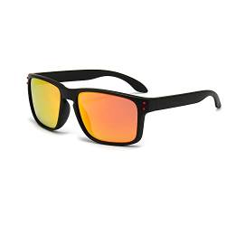 YUELUQU polarisierte sonnenbrille großer Rahmen brille TR90 UV400-Schutz Fahrbrille Unisex Erwachsene (Schwarz-Orange verspiegelt) von YUELUQU