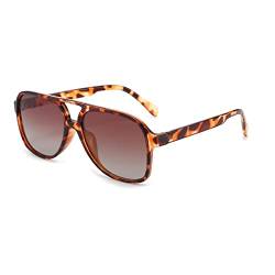 YUELUQU polarisierte sonnenbrille herren damen 70er vintage sonnenbrille retro sonnenbrille pilotenbrille fahrrad sonnenbrille (Leopard-tee) von YUELUQU