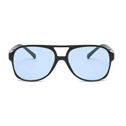 YUELUQU polarisierte sonnenbrille herren damen 70er vintage sonnenbrille retro sonnenbrille pilotenbrille fahrrad sonnenbrille (Schwarz-blau) von YUELUQU