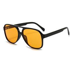 YUELUQU polarisierte sonnenbrille herren damen 70er vintage sonnenbrille retro sonnenbrille pilotenbrille fahrrad sonnenbrille (Schwarz-gelb) von YUELUQU