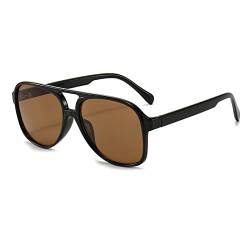 YUELUQU polarisierte sonnenbrille herren damen 70er vintage sonnenbrille retro sonnenbrille pilotenbrille fahrrad sonnenbrille (Schwarz-tee) von YUELUQU