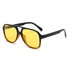 YUELUQU polarisierte sonnenbrille herren damen 70er vintage sonnenbrille retro sonnenbrille pilotenbrille fahrrad sonnenbrille (SchwarzLeopard-gelb) von YUELUQU