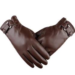 YUEMING Winterhandschuhe Touchscreen Herrenhandschuhe，Herbst- und Winter-PU plus Samtverdickung,Outdoor Handschuhe Sporthandschuhe (Brown) von YUEMING