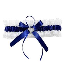 YUEMION Strumpfband Blau Hochzeit,Herzförmiges Strass Strumpfband, Blaues Strumpfband Hochzeit,Braut Geschenk(Blau) von YUEMION