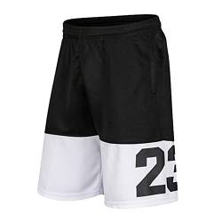 YUEMO Mens Basketball Sport Shorts Herren, Sport Shorts Mit Taschen Herren Sport Shorts Black Hose Kurz Outdoor Herren von YUEMO