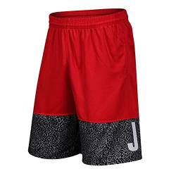 YUEMO Mens Basketball Sport Shorts Herren, Sport Shorts Mit Taschen Herren Sport Shorts Red Hose Kurz Outdoor Herren von YUEMO