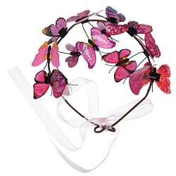Damen Haarbänder Schmetterlinge Haarband Schmetterlinge Kopfschmuck Strand Urlaub Kranz Braut Stirnband Schmetterlinge Haarschmuck Damen Stirnband (Color : Pink) von YUEMUZY