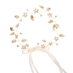 Haarnadel, Brautkopfschmuck, Blätter, Blumen, Hochzeit, Braut, Stirnband, Kleid, Accessoires, elegant, schön, leicht, golden (Color : Golden) von YUEMUZY