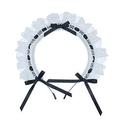 Haarnadel Frauen Stirnband Schleife-Knoten Maid Anime Haarband niedlich rosa (Color : Black) von YUEMUZY