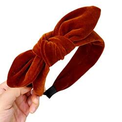 Haarnadel-Retro-Bowknot-Stirnbänder for Mädchen und Frauen, einfarbig, Schleife, Damen-Haarreifen, Haarschmuck, Damen-Haarband, Hasenohren, Haarreifen, Rot (Color : Orange) von YUEMUZY