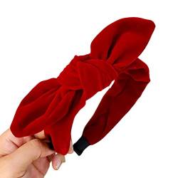 Haarnadel-Retro-Bowknot-Stirnbänder for Mädchen und Frauen, einfarbig, Schleife, Damen-Haarreifen, Haarschmuck, Damen-Haarband, Hasenohren, Haarreifen, Rot (Color : Red) von YUEMUZY