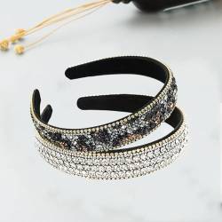 2 x Strass-Stirnband, glitzernde Kristalle, glitzerndes Diamant-Stirnband, rutschfestes Stirnband, breites Haarband, Retro-Stirnband, Haarschmuck für Damen von YUEYINGMG