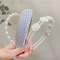 Perlen-Stirnbänder, karierte Haarbänder, sanfte Stirnbänder, Vintage-Retro-Haarbänder, Frühling-Stil, leichtes Haar-Accessoire für Frauen und Mädchen von YUEYINGMG