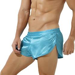 Herren Athletic Supporters Silky Jockstrap Boxershorts Leichte Active Shorts Große Seite Split Satin Boxer, himmelblau, XL von YUFEIDA