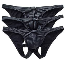 Sexy Herren Boxer Slips Unterwäsche Schwarz Dessous Strings Höschen 3er Pack, 3-stück Bikinis, XL von YUFEIDA