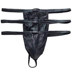 YFD Herren Boxer Slips Unterwäsche Schwarz Dessous Bikini Strings Höschen 3er Pack, Schwarz, L von YUFEIDA