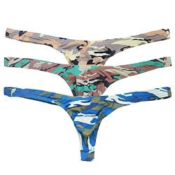 YFD Herren String Slips Männer Dessous Tanga Schlüpfer Unterwäsche, 3pcs Camouflage Thongs , M von YUFEIDA