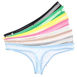 YFD Herren Strings Slips Unterwäsche Mesh Low-Rise Bikini Briefs Shorts Unterhosen 8er Pack, Schwarz&weiß&nude&hellblau&gelb&grün&rosa&hellgrau, L von YUFEIDA