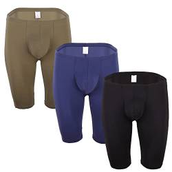 YFD Herren Transparent Halbe Strumpfhosen Unterhose Skin Bademode Shorts Trunks Hosen 3 Stück, 3pcs (Grün + Marine + Schwarz), L von YUFEIDA