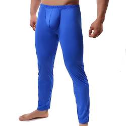 YUFEIDA Herren Lange Unterhosen mit Weichbund transparent Hose Unterwäsche Strumpfhose Leggings (L, Dicker Blau) von YUFEIDA