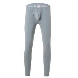 YUFEIDA Herren Lange Unterhosen mit Weichbund transparent Hose Unterwäsche Strumpfhose Leggings (L, Dickeres Grau) von YUFEIDA