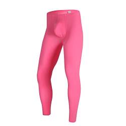 YUFEIDA Herren Lange Unterhosen mit Weichbund transparent Hose Unterwäsche Strumpfhose Leggings (L, Rose) von YUFEIDA