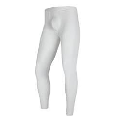 YUFEIDA Herren Lange Unterhosen mit Weichbund transparent Hose Unterwäsche Strumpfhose Leggings (M, White) von YUFEIDA