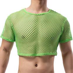 YUFEIDA Herren Unterhemden Fishnet Crop Top Mesh Durchsichtig Crop Half Tank Tops Neuheit T-Shirts Unterhemden für Herren von YUFEIDA