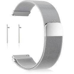 Edelstahl Uhrenarmband Mesh 20mm/22mm,Smartwatch Armband UhrenarmbäNder Metall Armband Edelstahlarmband mit Magnetverschluss Smartwatch Schnellverschluss Watch Uhren Ersatzband für Herren Damen von YUFFQOPC