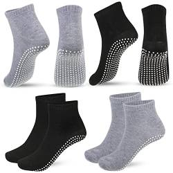 Yoga Socken,Grip rutschfeste Anti Rutsch Socken für Frauen und Männer Unisex rutschfeste Anti Slip Barre Socken für Yoga Home Workout Barre Pilates Schwangerschaft Krankenhaus (2 schwarz+2 grau) von YUFFQOPC