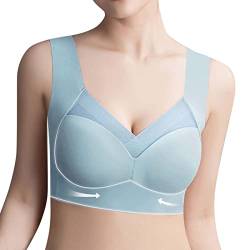 YUGHGH Damen Soft BH ohne Bügel Feel Bralette Nahtloser BH Schlaf BH Ultra leicht Push-Up BH Gepolstert Bügelloser Bustier für Schlafen Yoga (Light Blue, XXXL) von YUGHGH